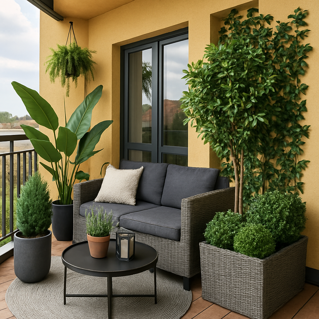 Balcony with Artificial Outdoor Plants