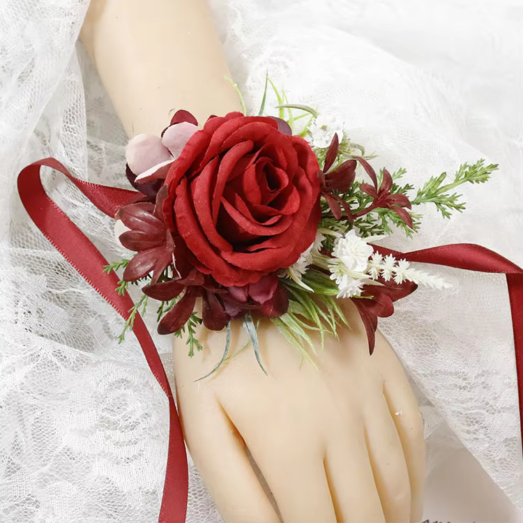 Red Silk Rose Corsage