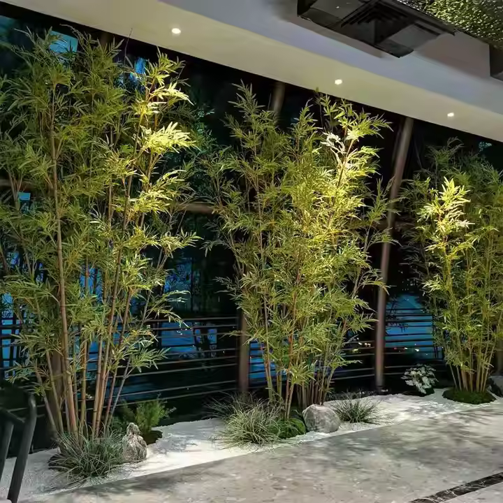 public space artificial bamboo plants