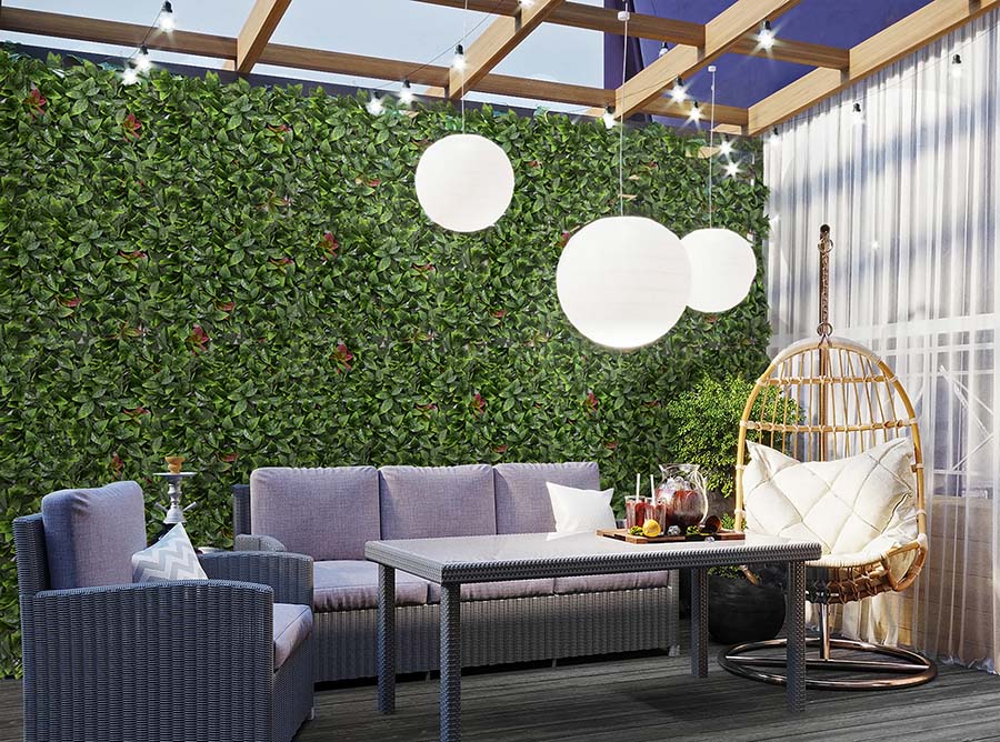 restaurant patio artificial plant wall